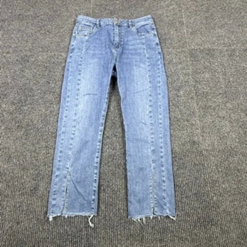 Urban Revivo Womens Blue High Rise Split Hem Straight Leg Jeans Size US 6